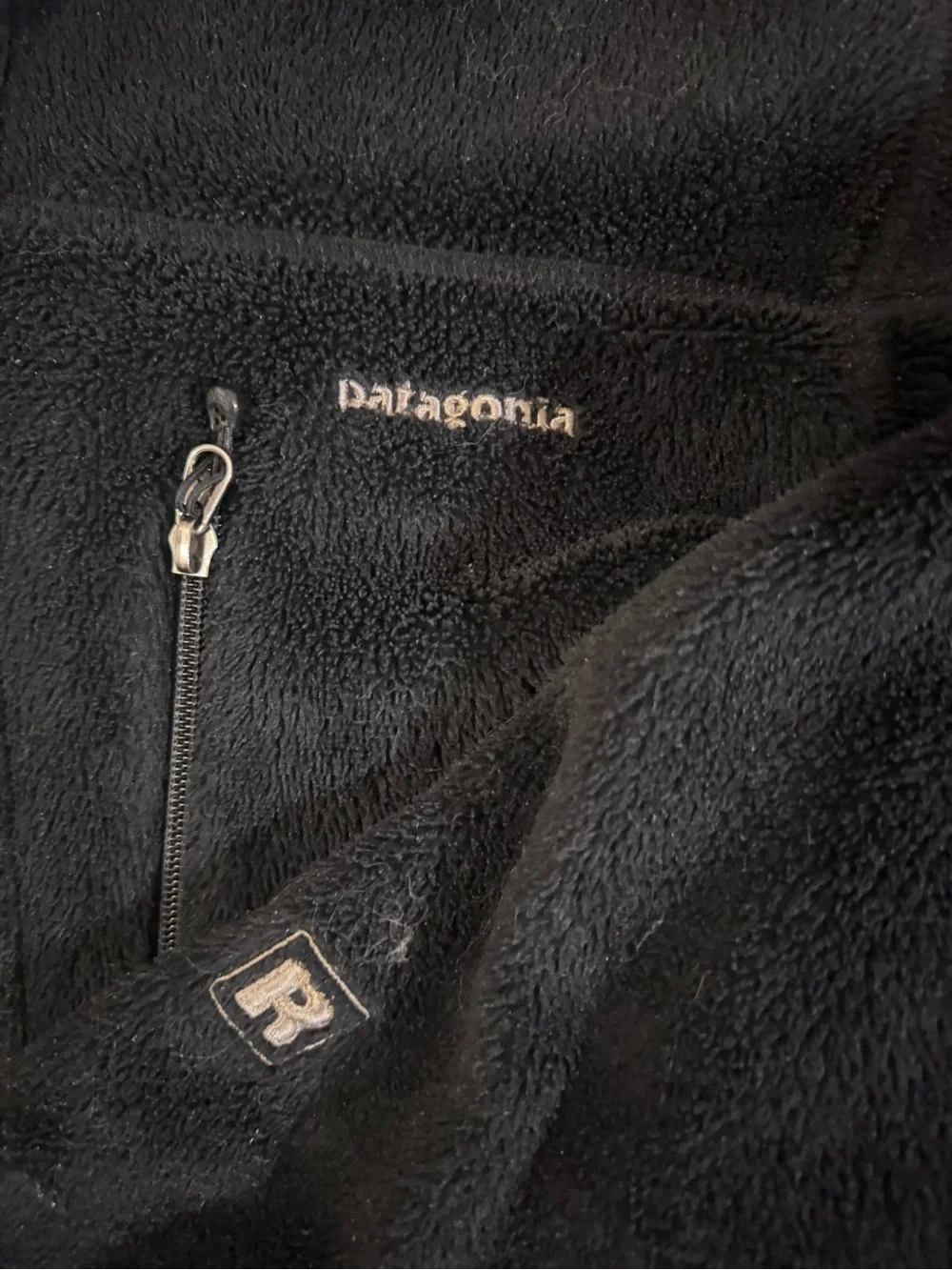 Patagonia Vintage Men’s Black Full Zip Fleece Jacket Stand-Up Collar Medium